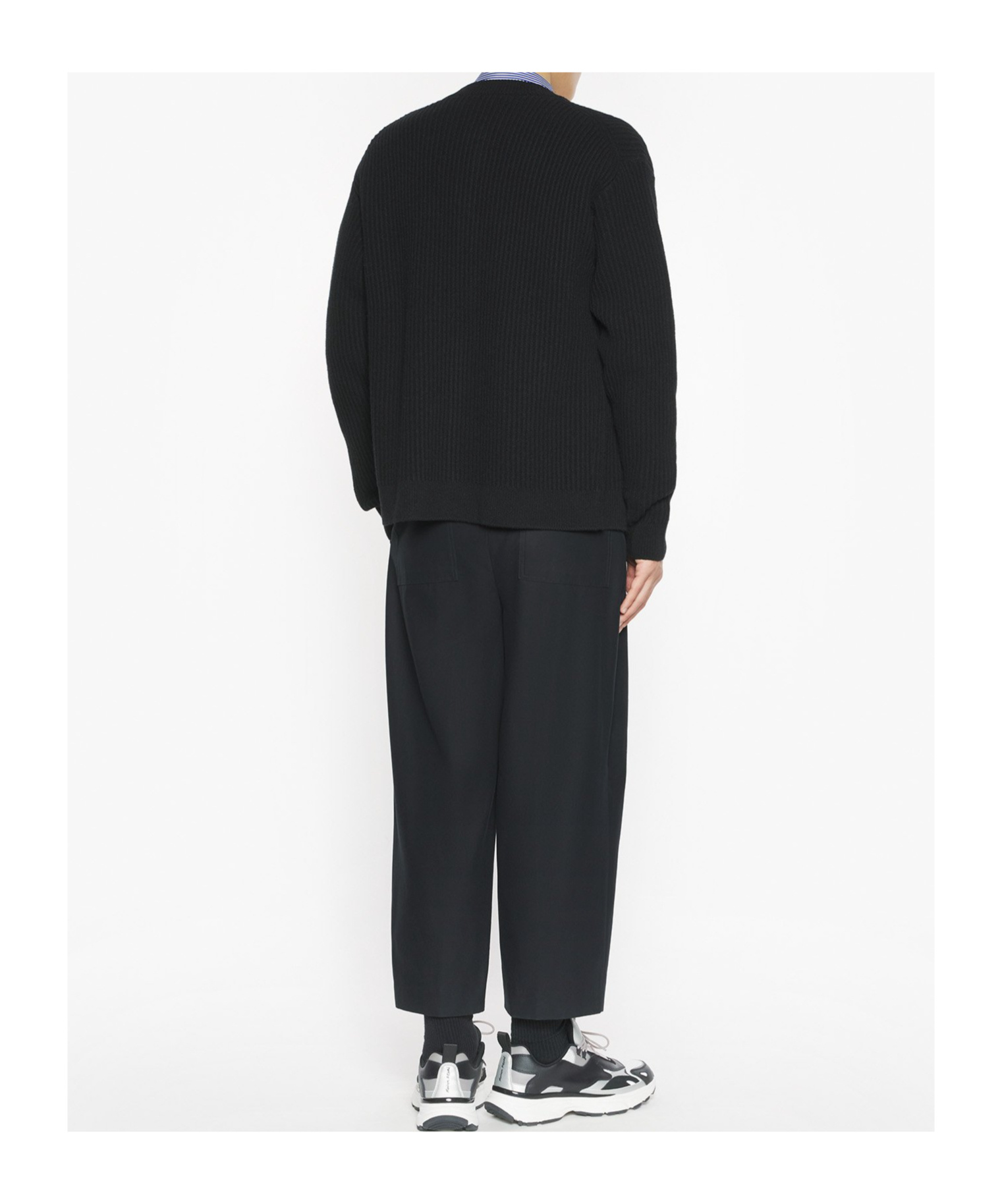 Maison Kitsuné Fox Head Wool Ribbed Cardigan Clothing In Black
