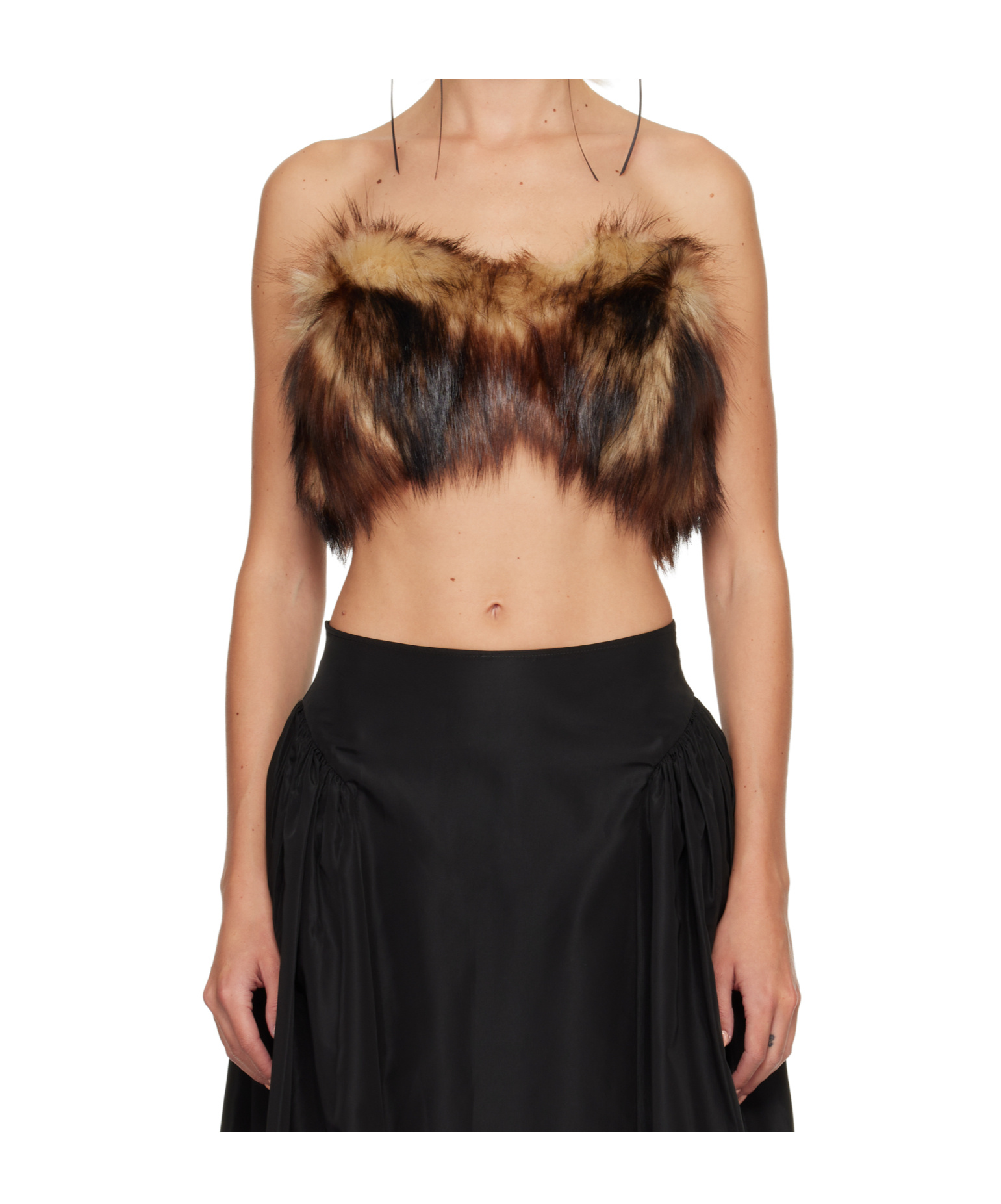 Simone Rocha Faux Fur Strapless Top In Black
