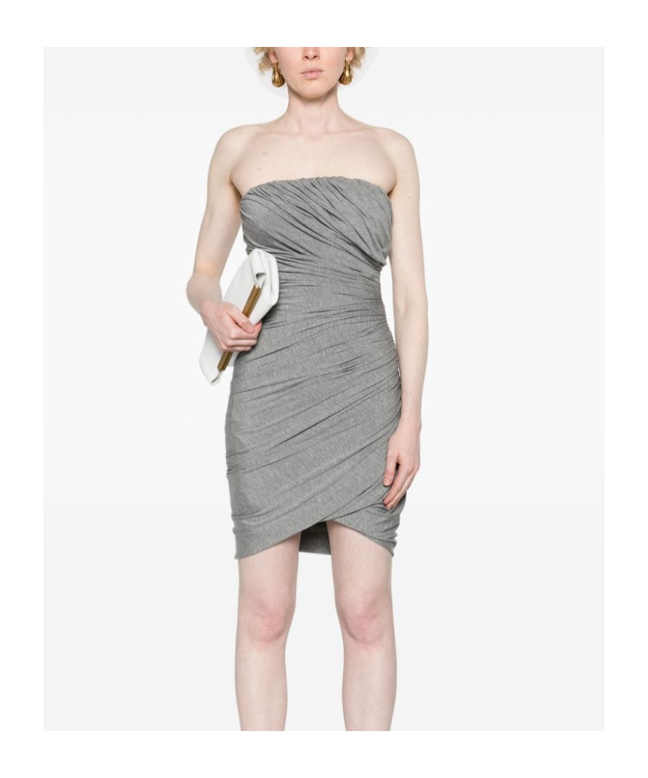 Attico Draped Bustier Mini Dress In Gray
