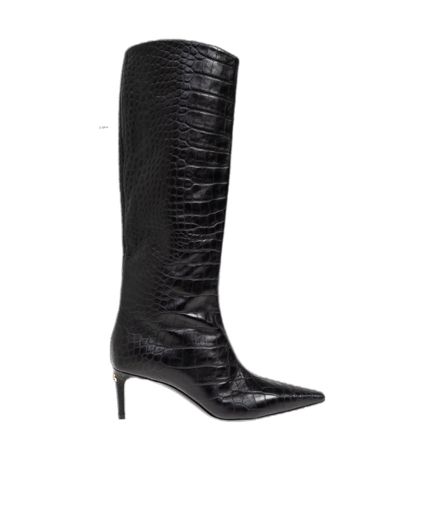Dolce & Gabbana Crocodile-embossed Leather Boots In Black