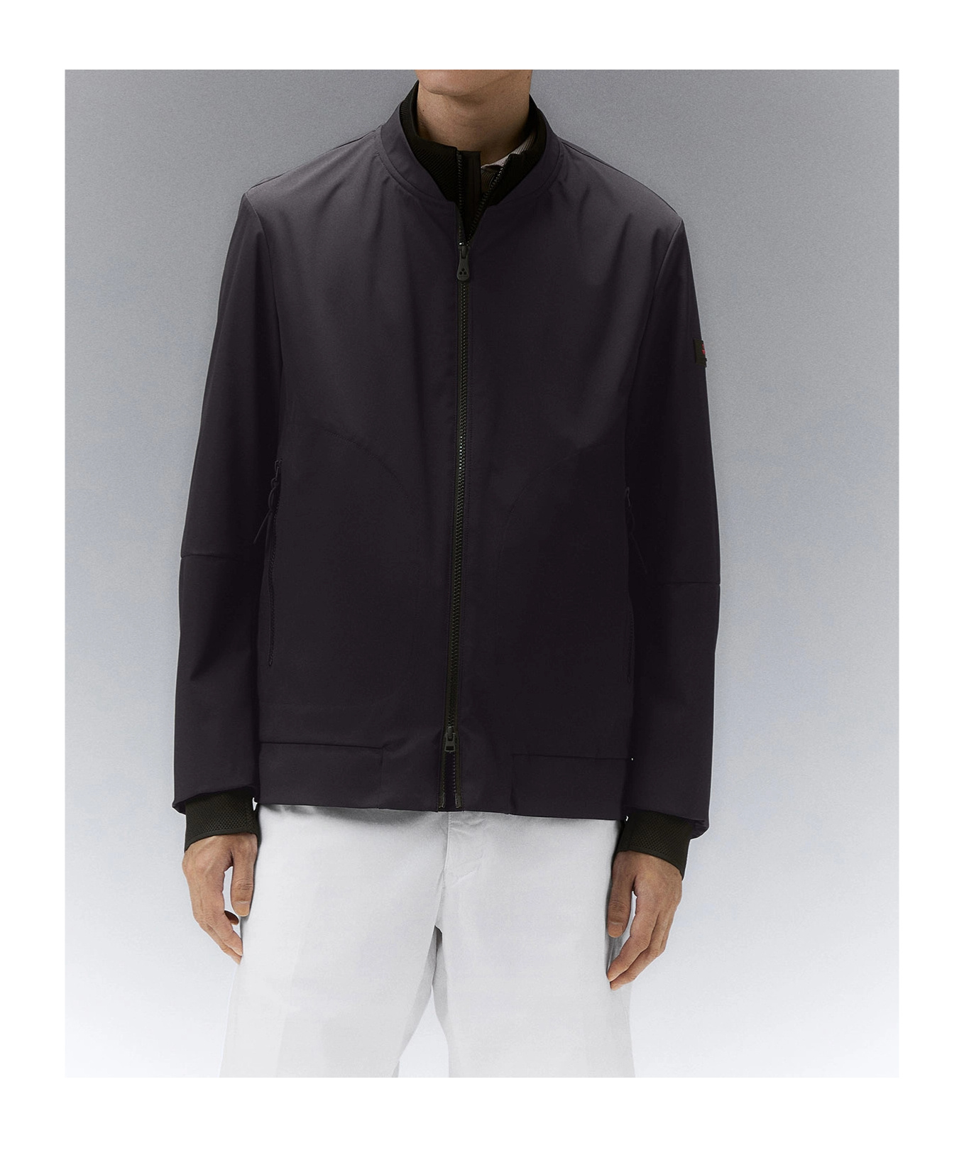 Peuterey Windproof Jacket With Elastic Details In Graphite Blue