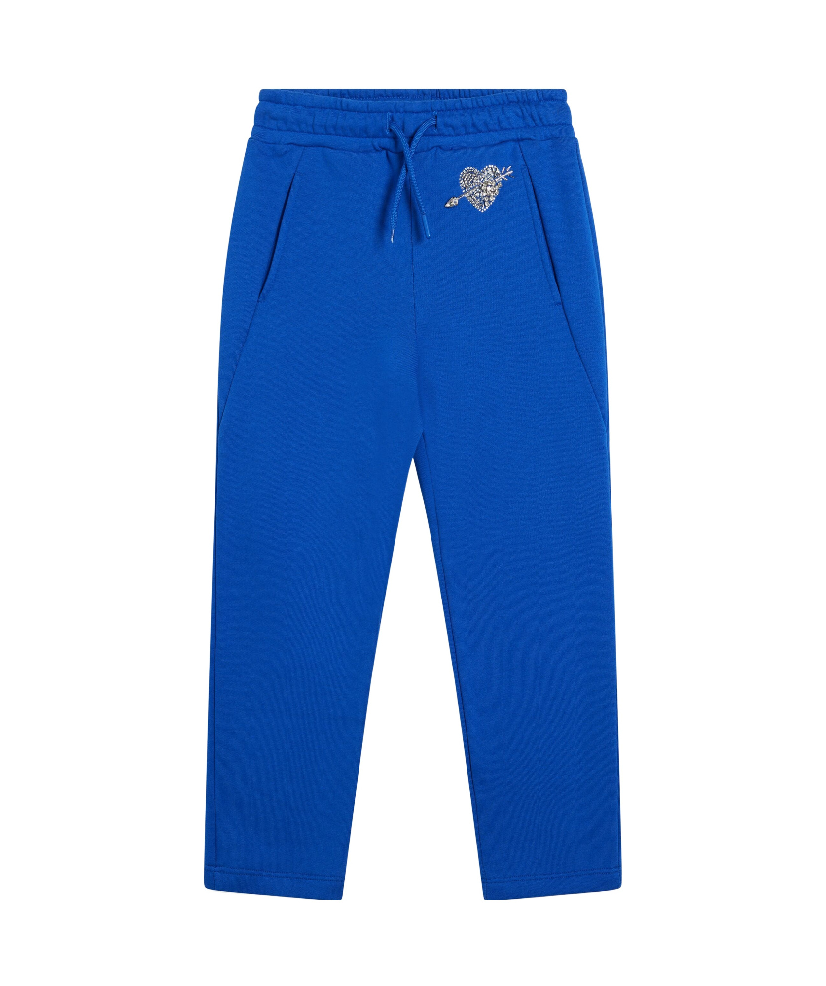 Shop Msgm Rhinestone-embellished Track Pants In Blue
