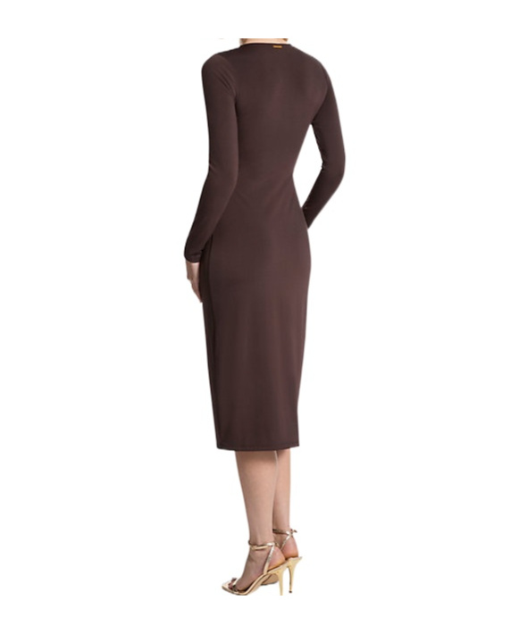Michael Michael Kors Ruched Stretch Matte Jersey Dress In Brown