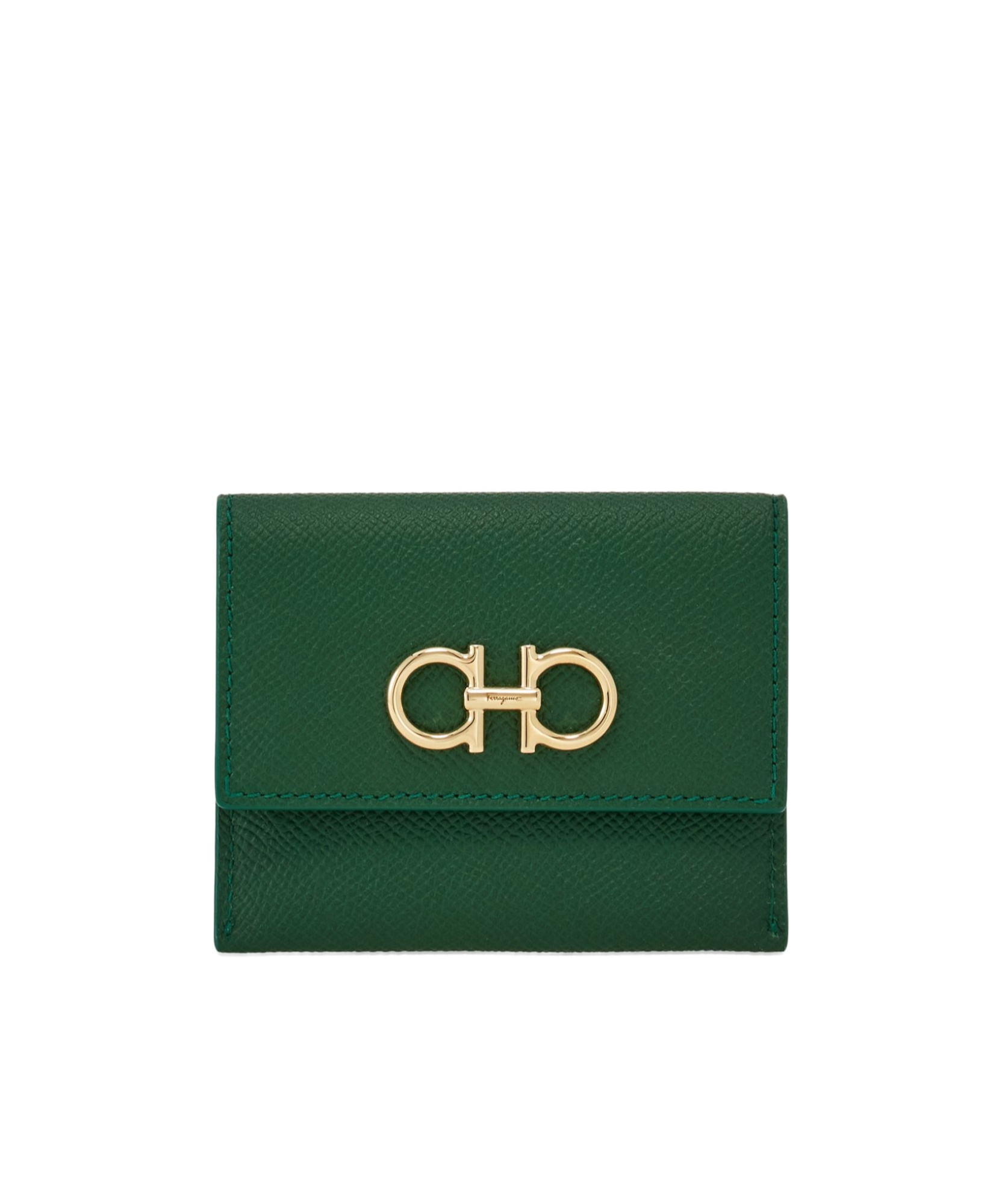 Ferragamo Gancini Tri-fold Wallet In Green