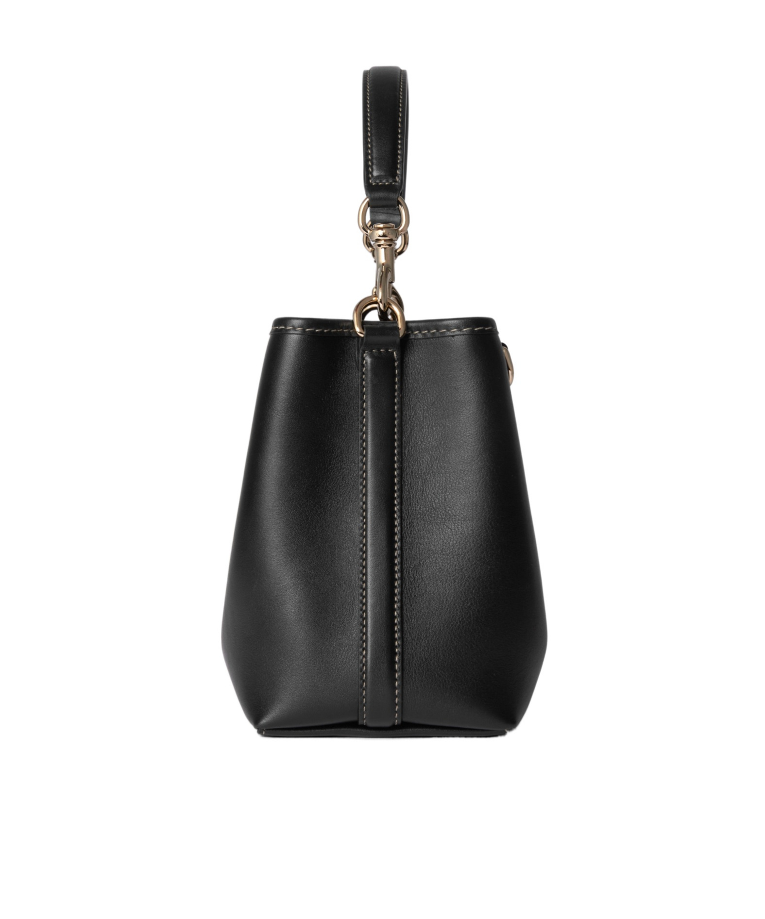 Gucci Gg Emblem Leather Bucket Bag With Frontal Logo In Black