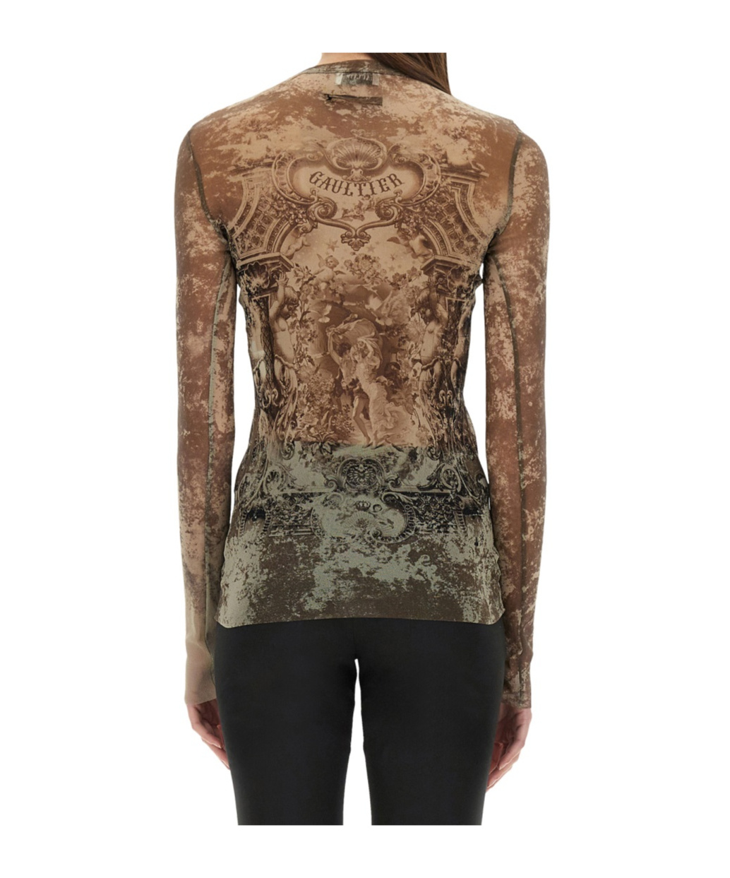 Jean Paul Gaultier Sheer Medallion Print Slim Fit Top