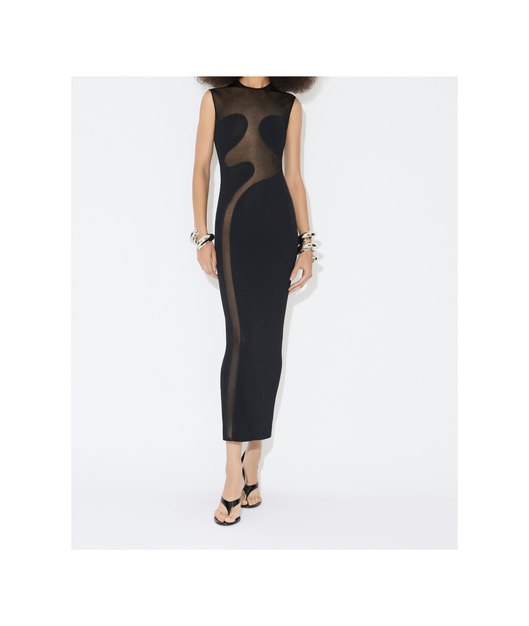 Alaïa Womens Noir Alaia Molded Sleeveless Woven Maxi Dress In Black