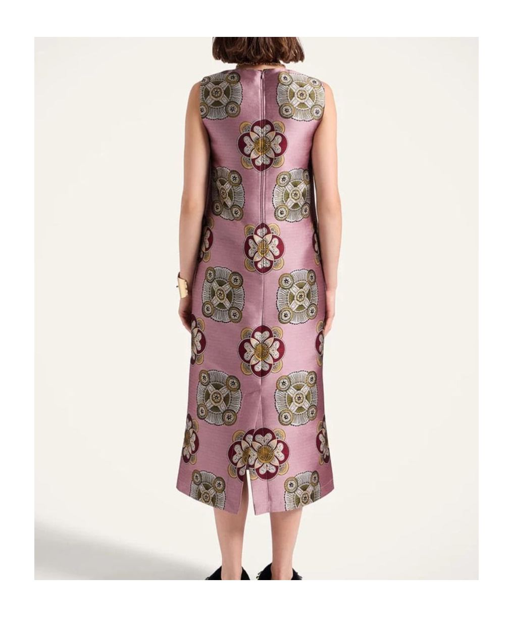 La Doublej Floral-print Sleeveless Midi Dress In Pink