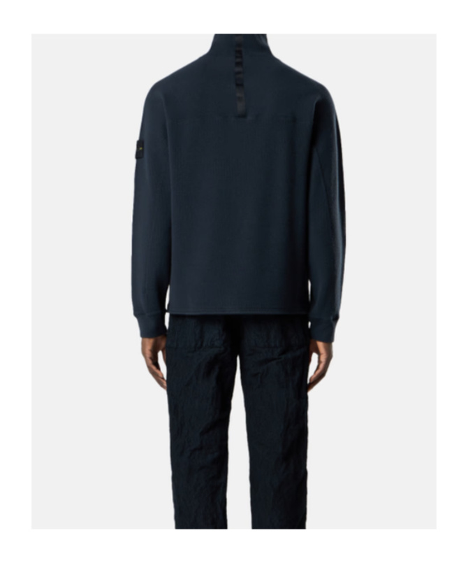 Stone Island Comfort-fit Mock Neck Sweatshirt With Back Yoke Detail In Blue