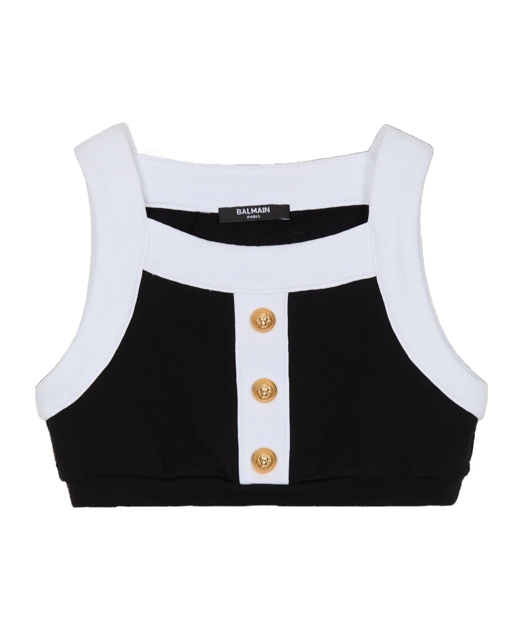 Balmain Button Two-color Top In Black