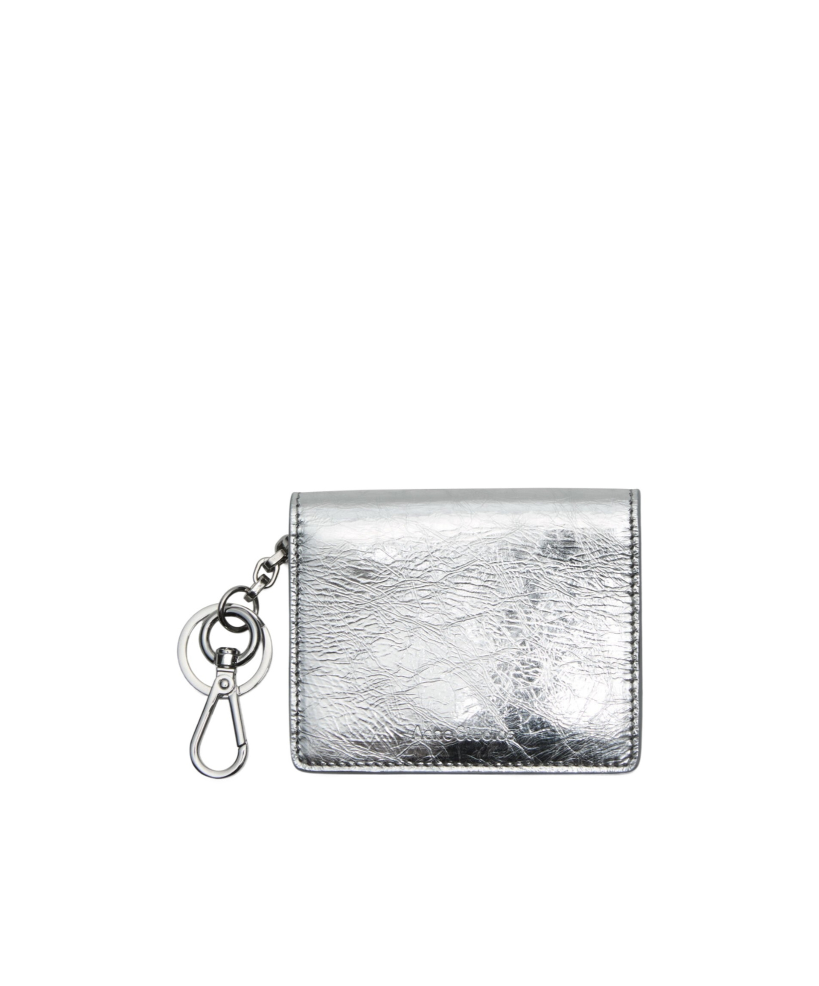 Acne Studios Metallic Leather Cardholder In Gray