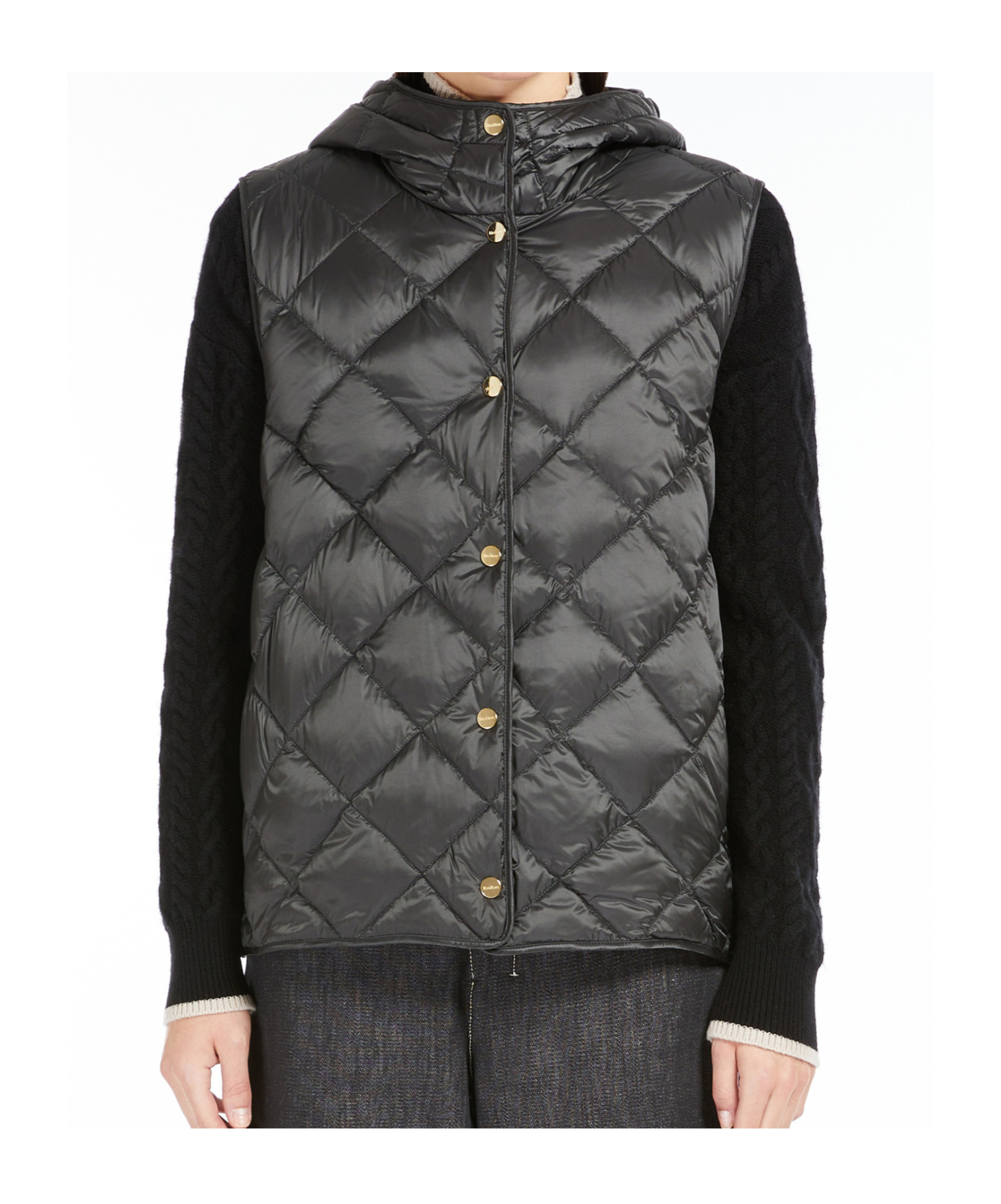 Shop Max Mara Quilted Down Vest In Black
