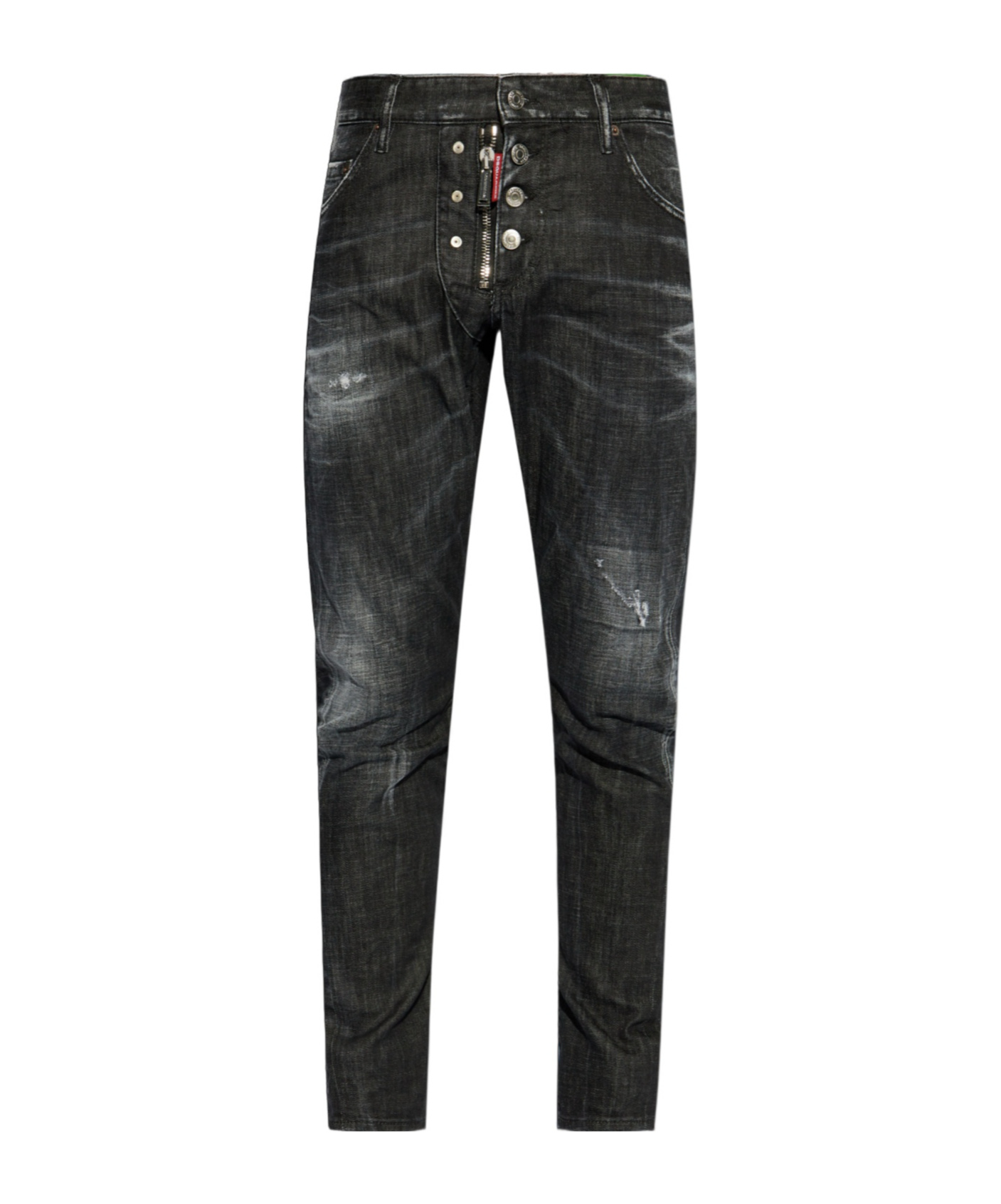 Dsquared2 Zip Detail Distressed Denim Jeans In Black