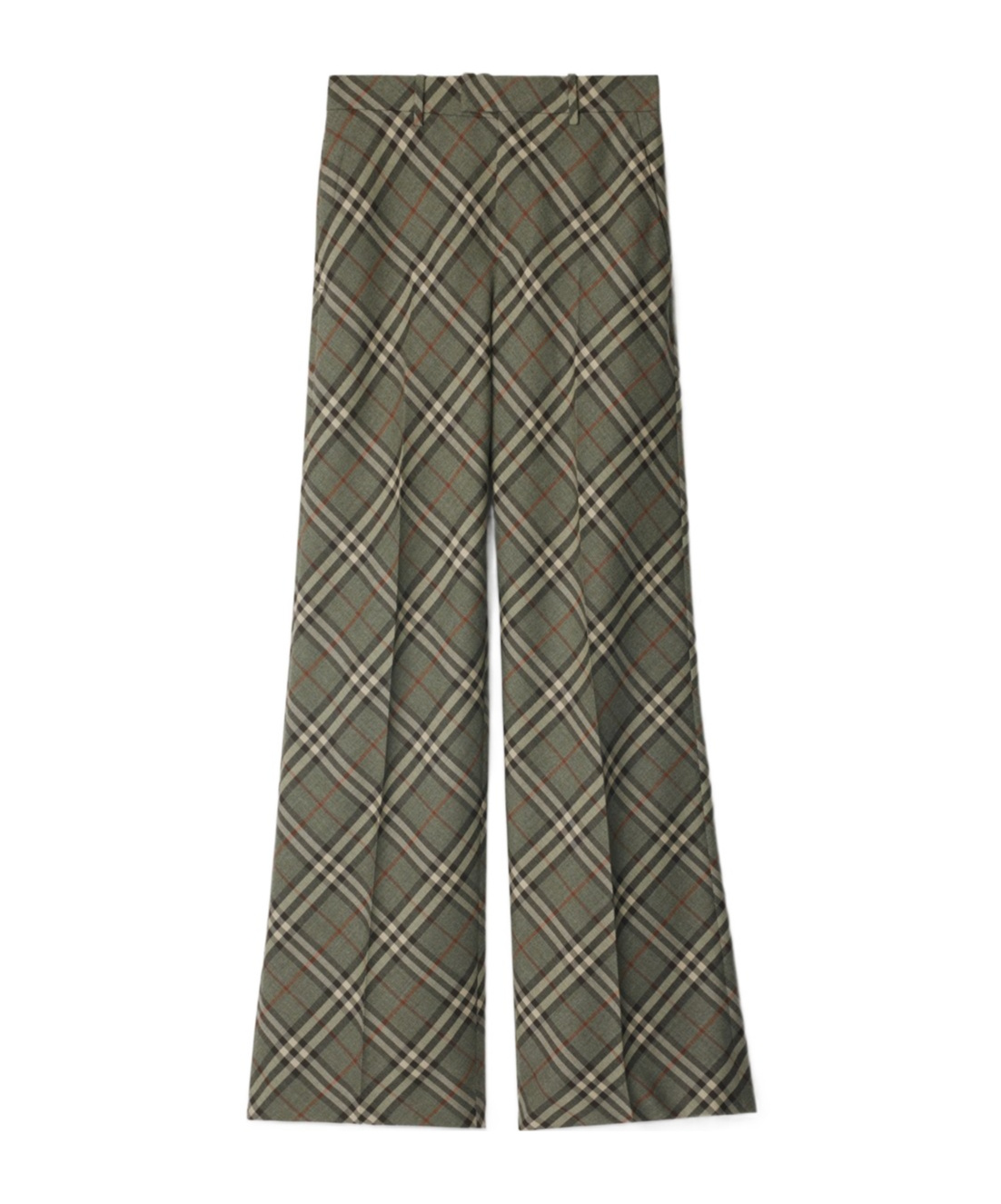 Burberry Straight Leg Check Wool Trousers In Green