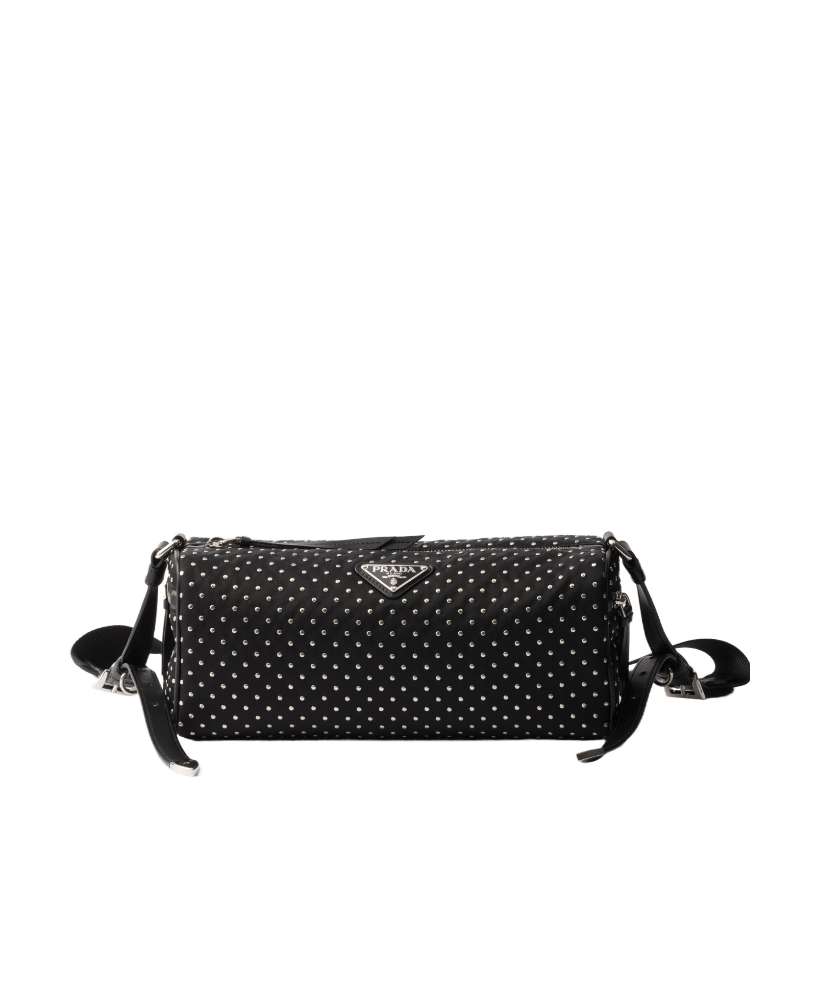 Prada Tasche Aus Re-nylon Mit Nieten In Black