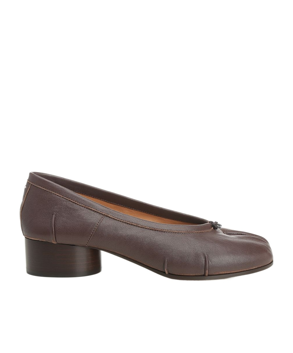 Maison Margiela Ballerina Shoes In Soft Textured Leather In Brown