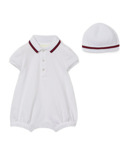 Gucci Two-piece Ribbon Hat And Jumpsuit In White