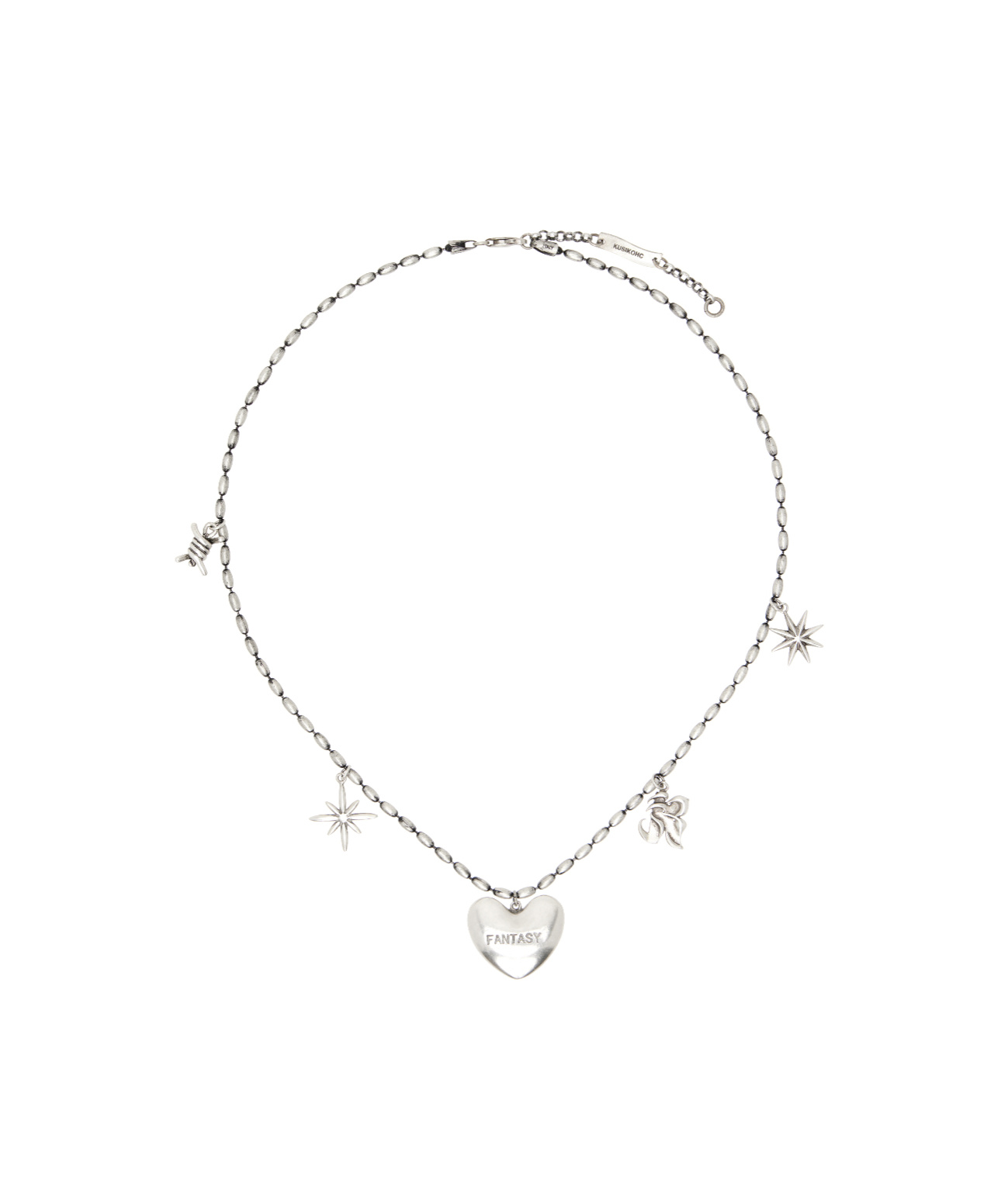 Kusikohc Silver Multi Charm Necklace In White