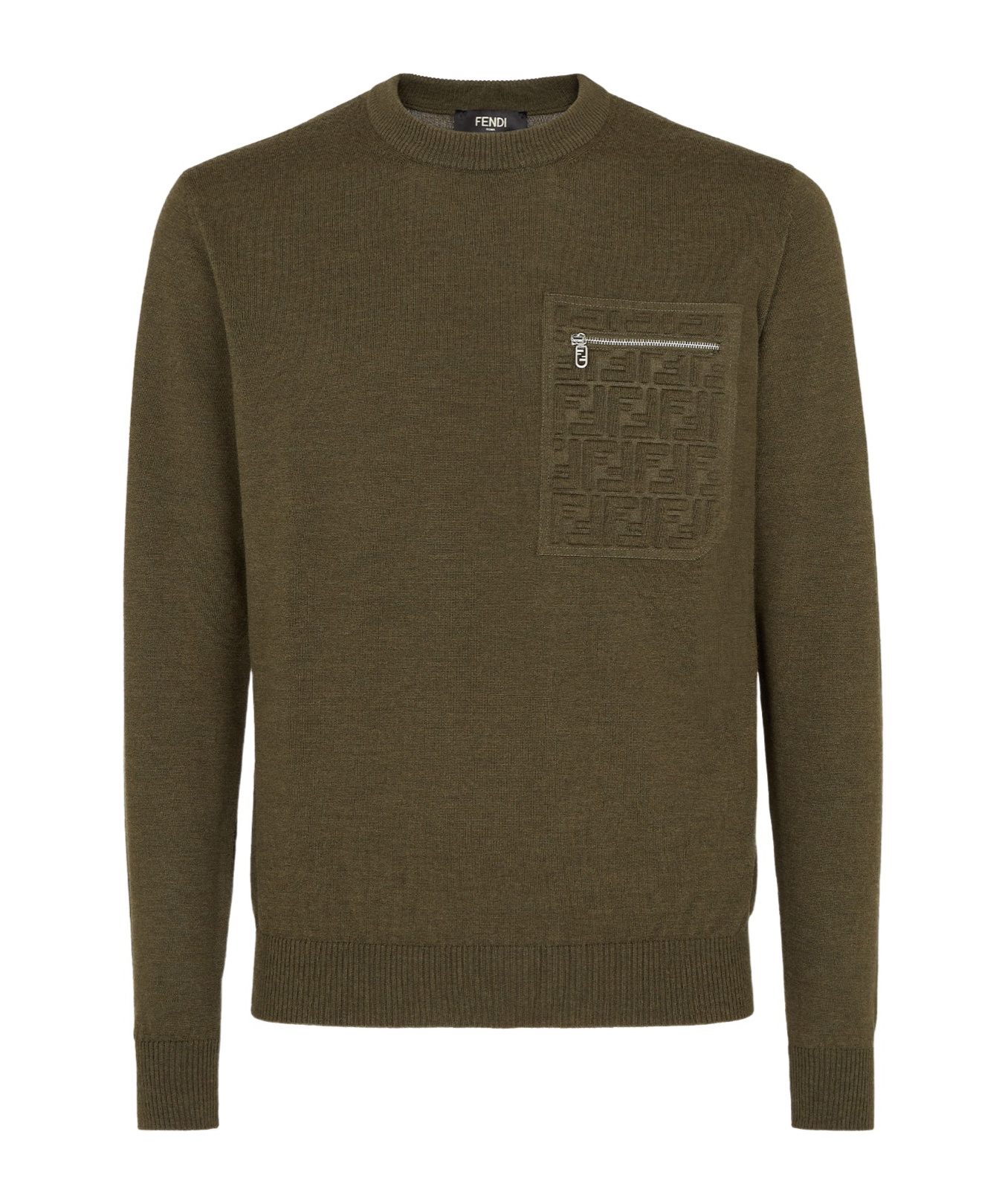 Fendi Pullover Wool Ff Emboss In Green