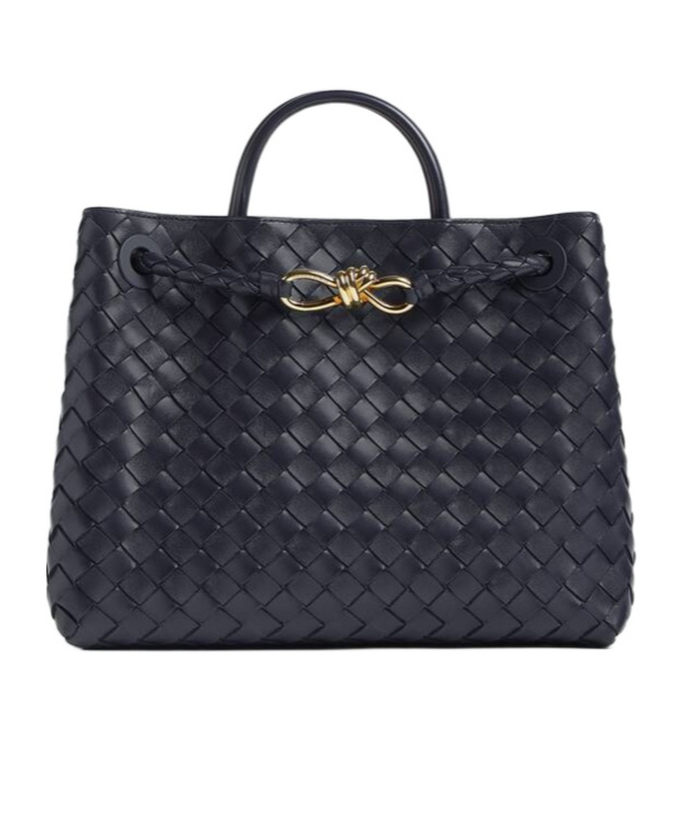 Bottega Veneta Medium Andiamo Intrecciato Shoulder Bag In Black