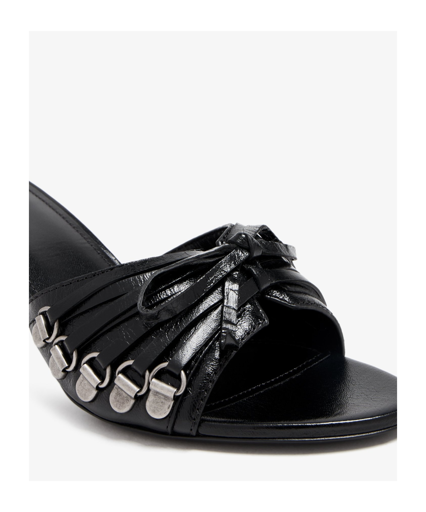 Balenciaga Open Toe Cagole Mules With Lace-up Design 6cm In Black