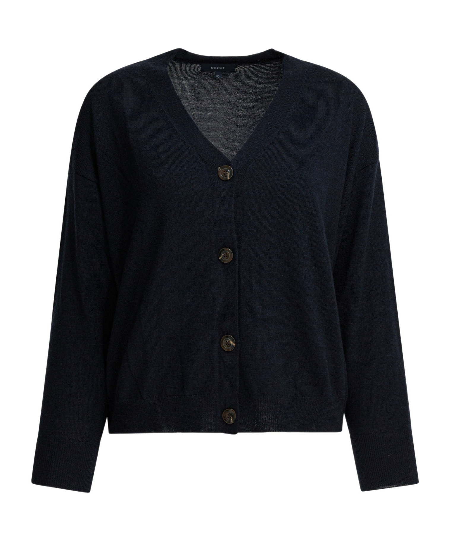 Soeur V-neck Knitted Cardigan In Blue
