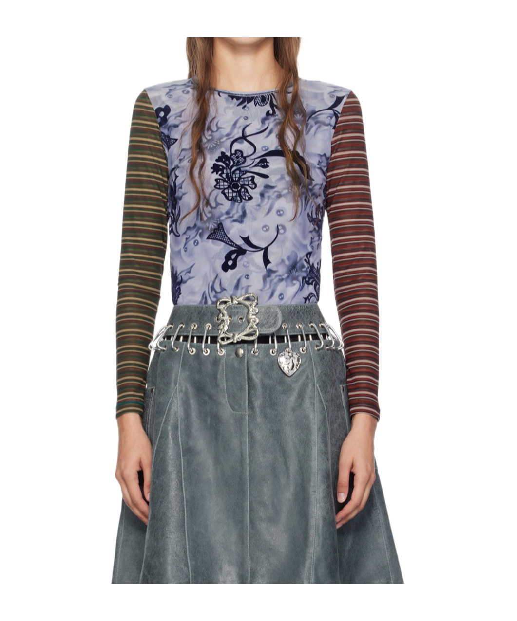 Chopova Lowena Multicolor Gail Long Sleeve T-shirt In Gray