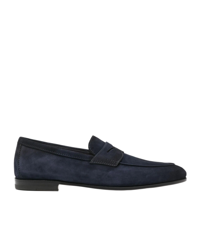 Santoni Men's Blue Suede Carlo Loafer In Blue