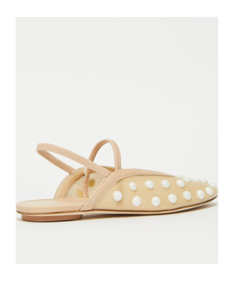 Weekend Max Mara Pearl-embellished Slingback Flats In Nude
