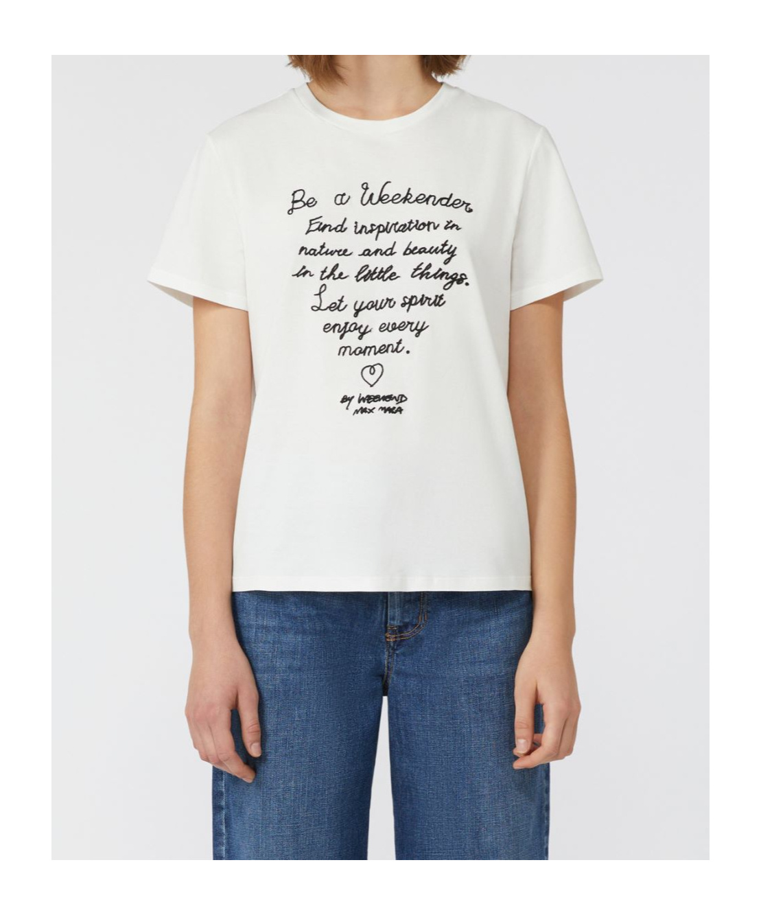 Weekend Max Mara Cotton Embroidered T-shirt In White
