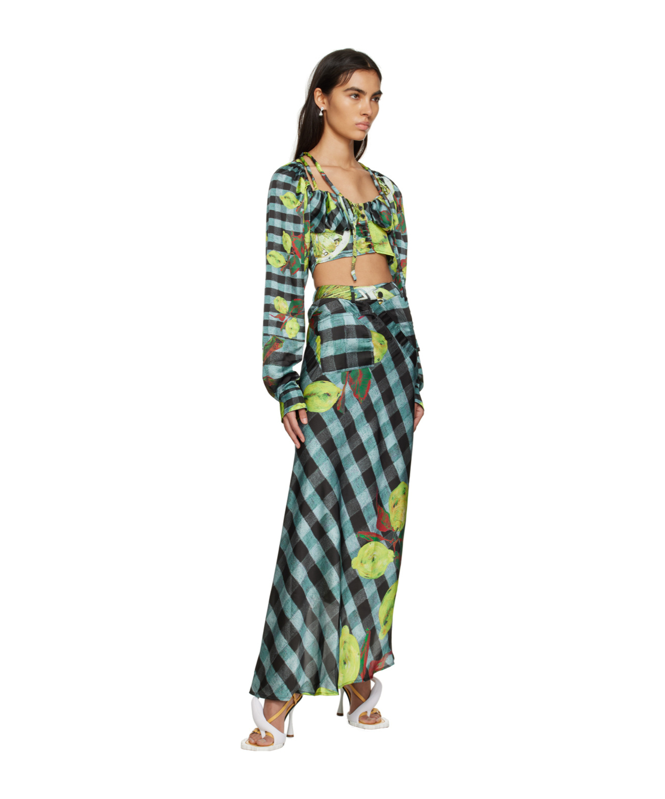 Ottolinger Lemon Check Pattern Blouse In Green