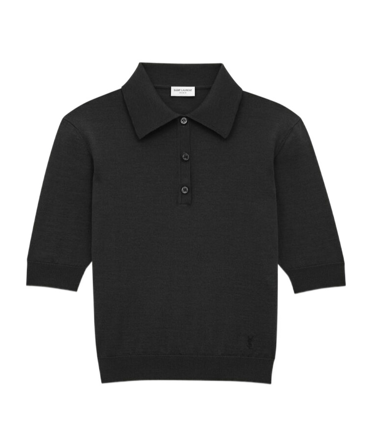 Saint Laurent Cassandra Cashmere Wool Polo Sweater In Black