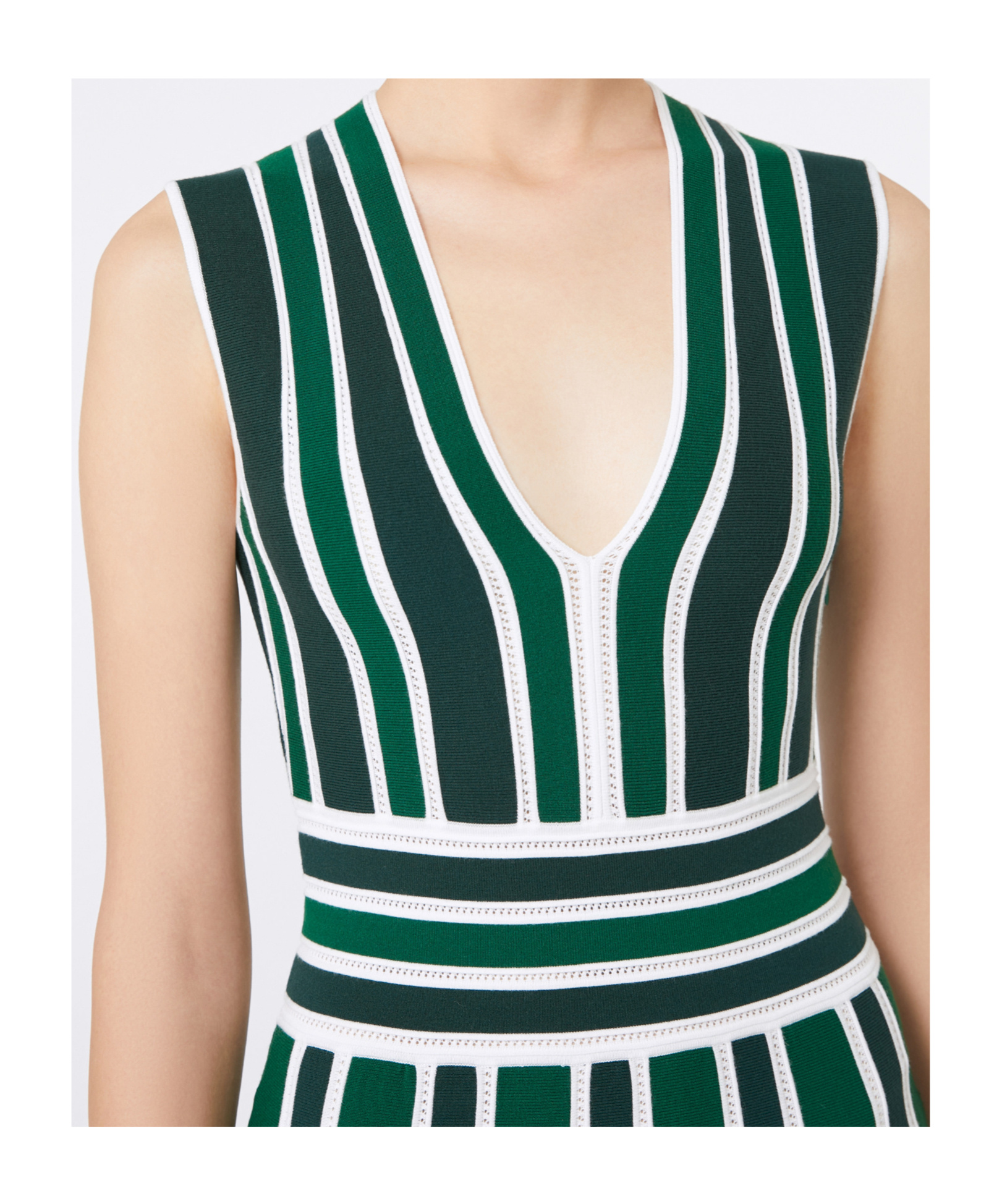 Max Mara Tallone Stripe Sleeveless Maxi Sweater Dress In Green