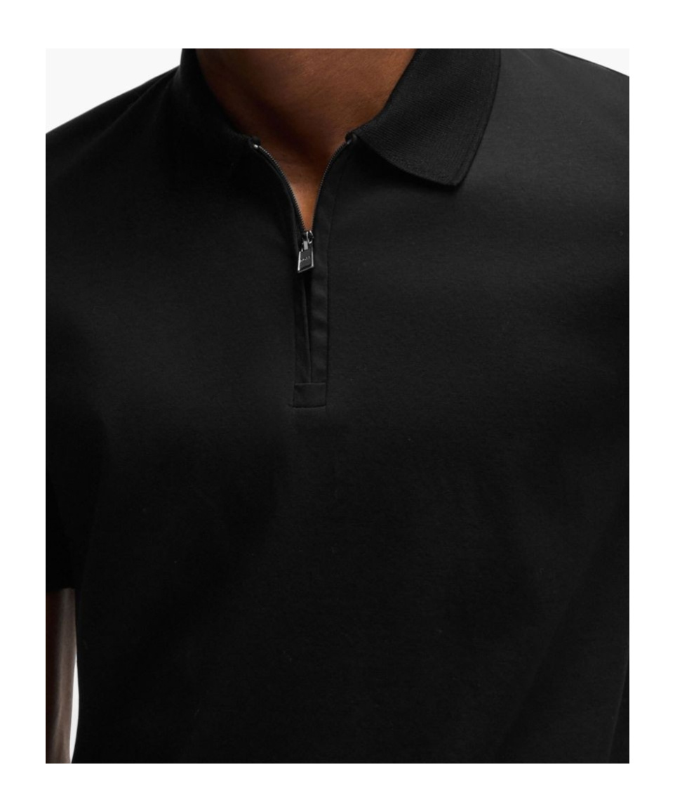 Hugo Boss Regular-fit Polo Shirt In Mercerized Italian Cotton In Black