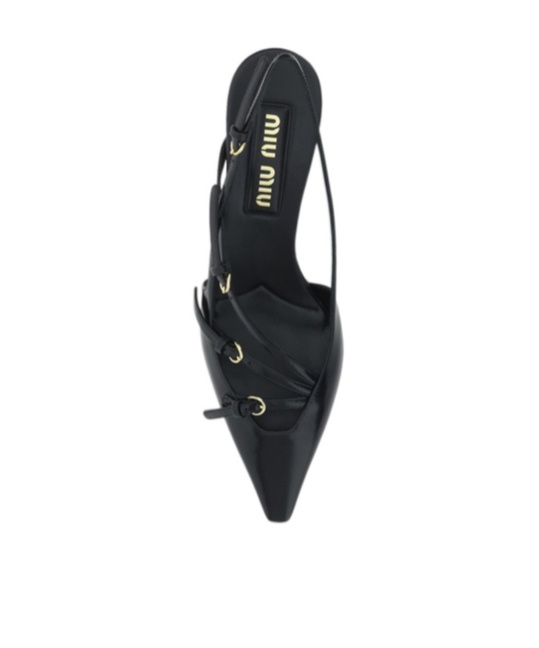 Miu Miu Buckle-embellished Slingback Pumps In Black