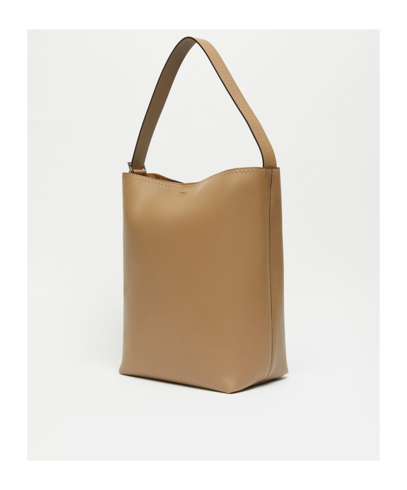Max Mara Archetipo Leather Maxi Bucket Bag In Brown