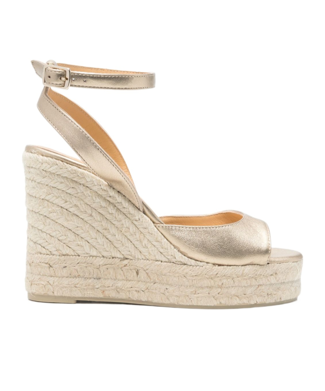 Castaã±er Round-toe Wedge Sandals In Brown