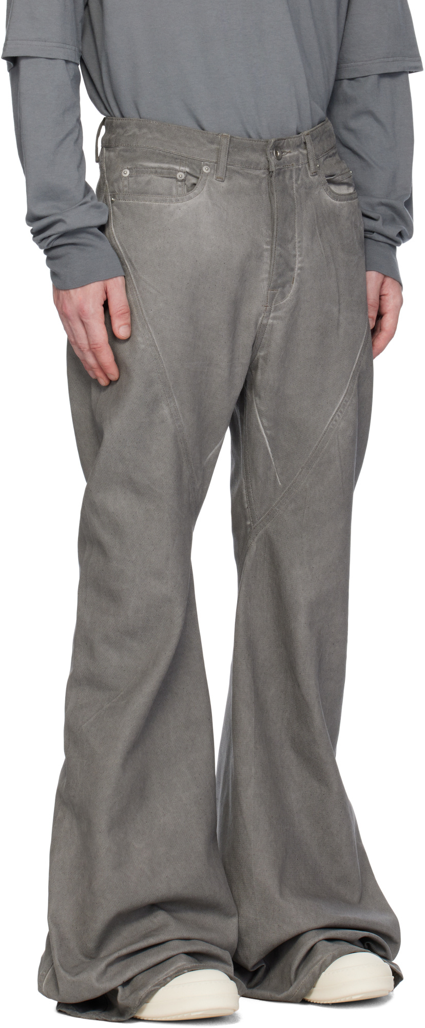 Rick Owens Drkshdw Gray Porterville Bias Bootcut Jeans In Gray