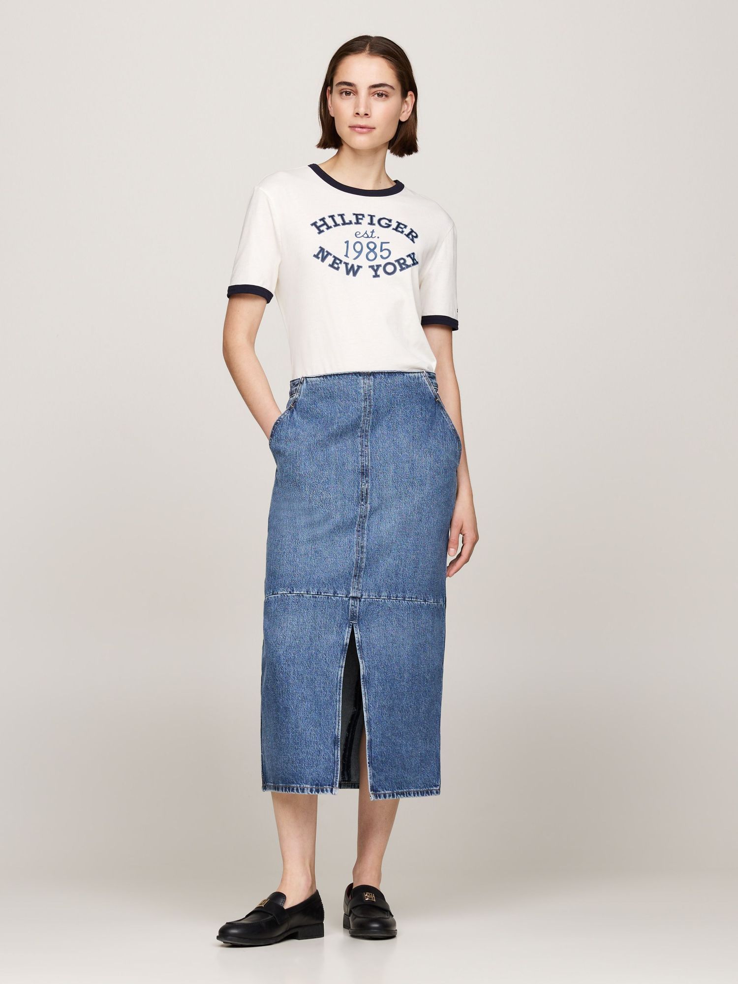 Tommy Hilfiger Logo Denim Skirt In Blue