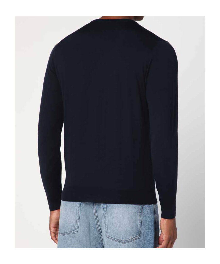 Drumohr Dark Grey Wool Crew-neck Sweater In Blue