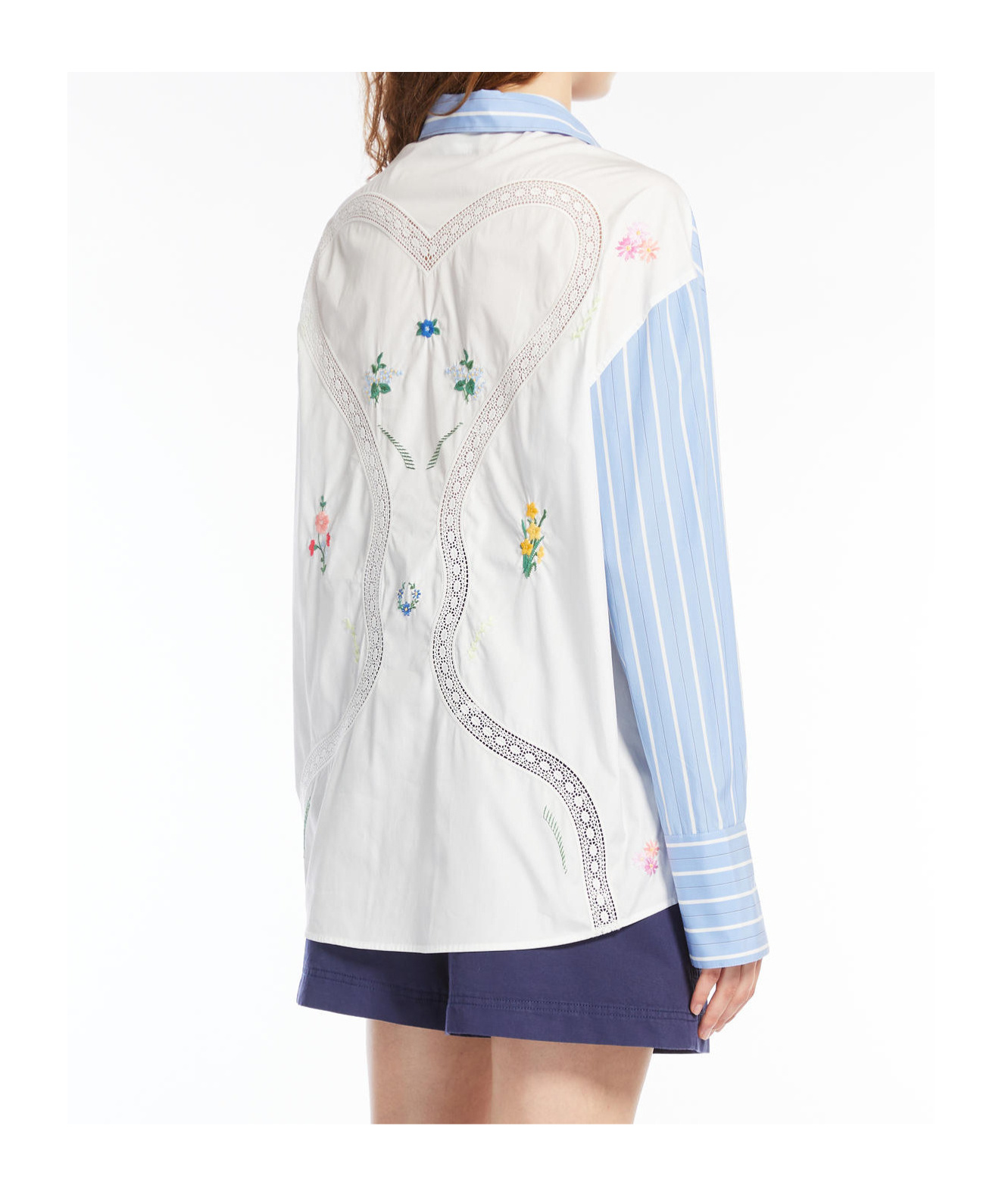 Weekend Max Mara Piadena Striped Poplin Shirt In Blue