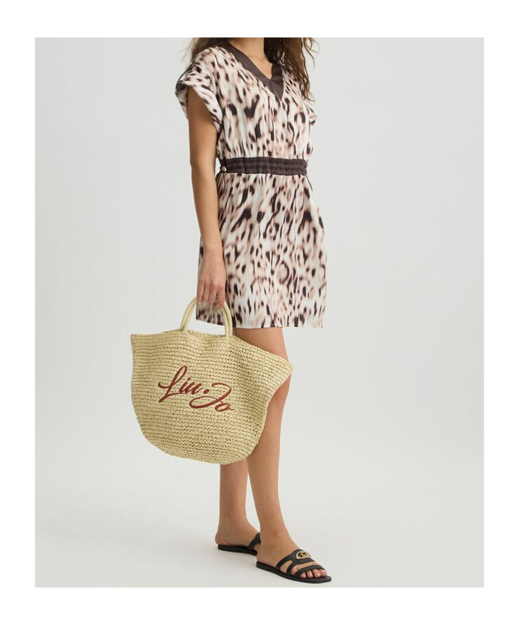 Liu •jo Animal Print V-neck Mini Dress In Animal Print