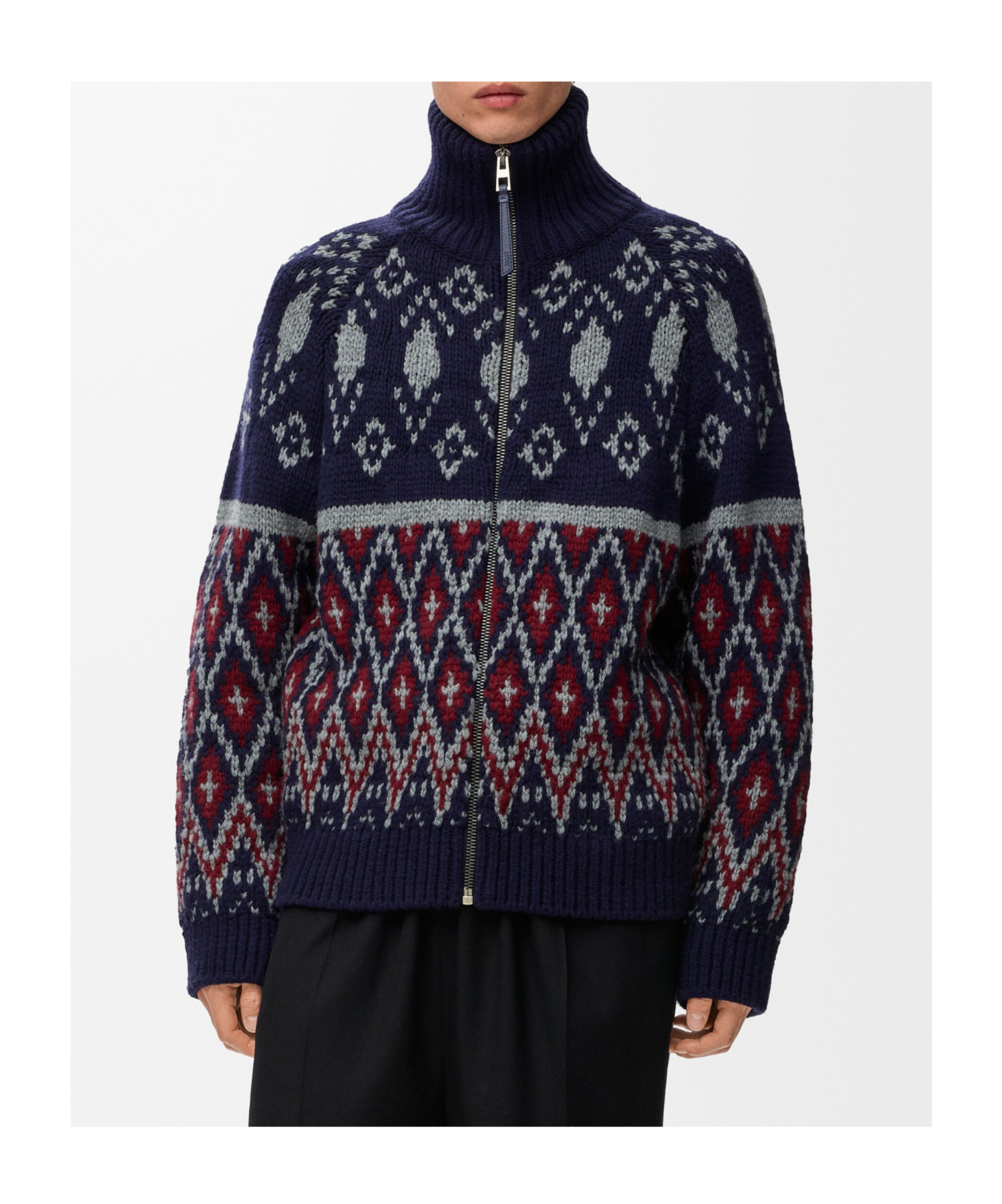 Loewe Fair Isle Wool Cardigan In Multi