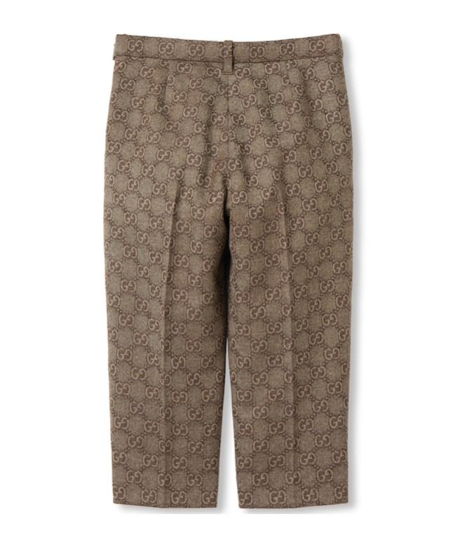 Gucci Gg Wool Flannel Trousers In Brown