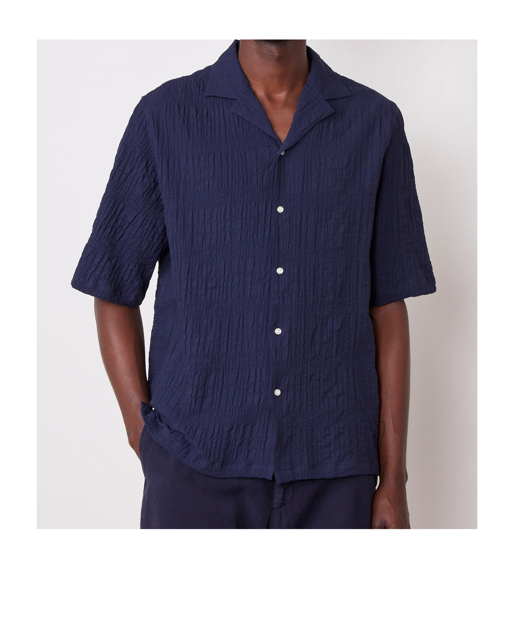 Shop Officine Generale Cotton Shirt In Nightsky