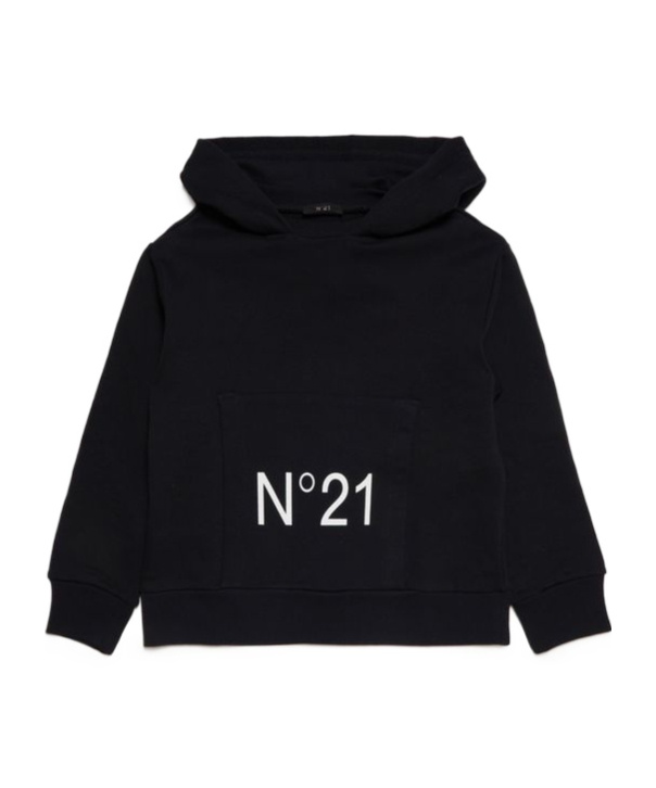 N°21 Logo-print Cotton Hoodie In Black