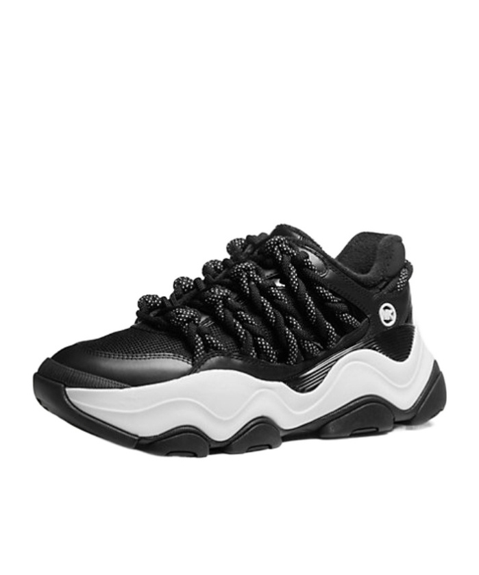 Michael Kors Atlas Cord Leather And Mesh Trainer In Black