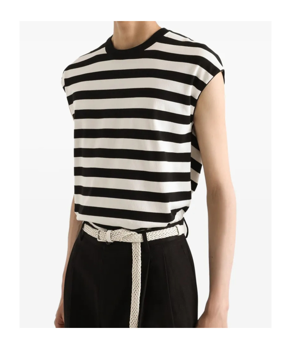 Dolce & Gabbana Sleeveless Kimono-style Striped Sweater In Black