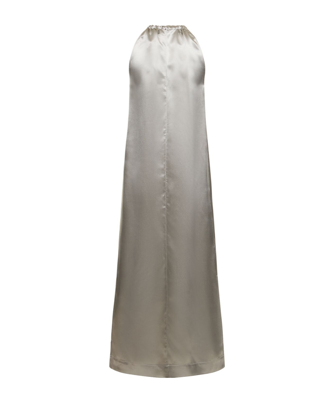 Loulou Studio Morene Silk Blend Halter Neck Long Dress In Gray