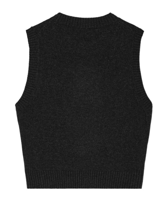 Ganni Logo Intarsia Wool-blend Sweater Vest In Black